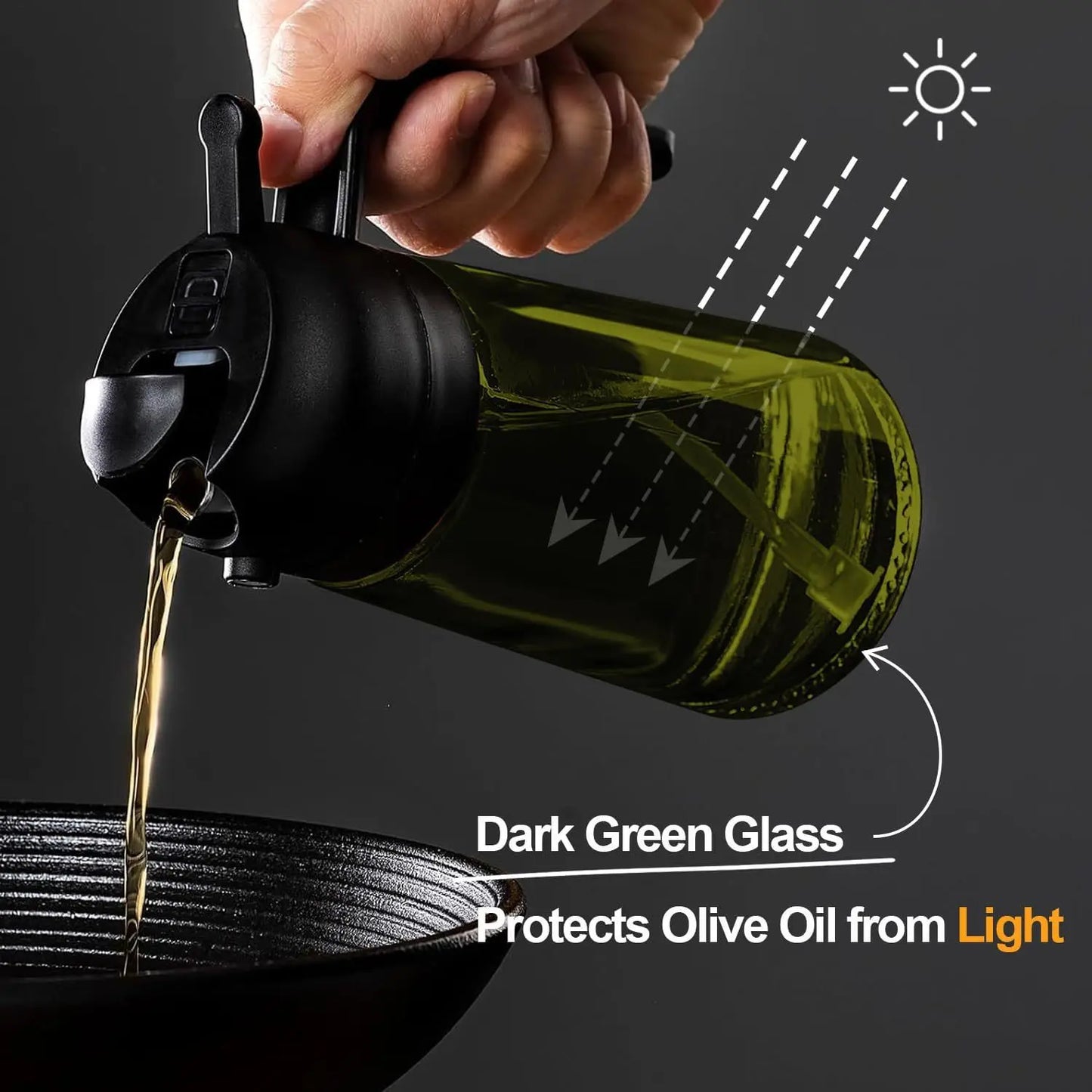 2-in-1 Dark Glass Oil Sprayer Olive Oil Dispenser Black Lightproof Oil Sprayer for Cooking Salads and Barbecues Barbecue Tools