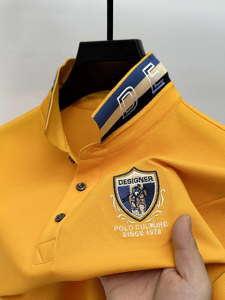 High End Luxury Brand Designer Embroidered Men's Polo Short Sleeved Summer Cotton Loose Casual Business Lapel Korean New Top