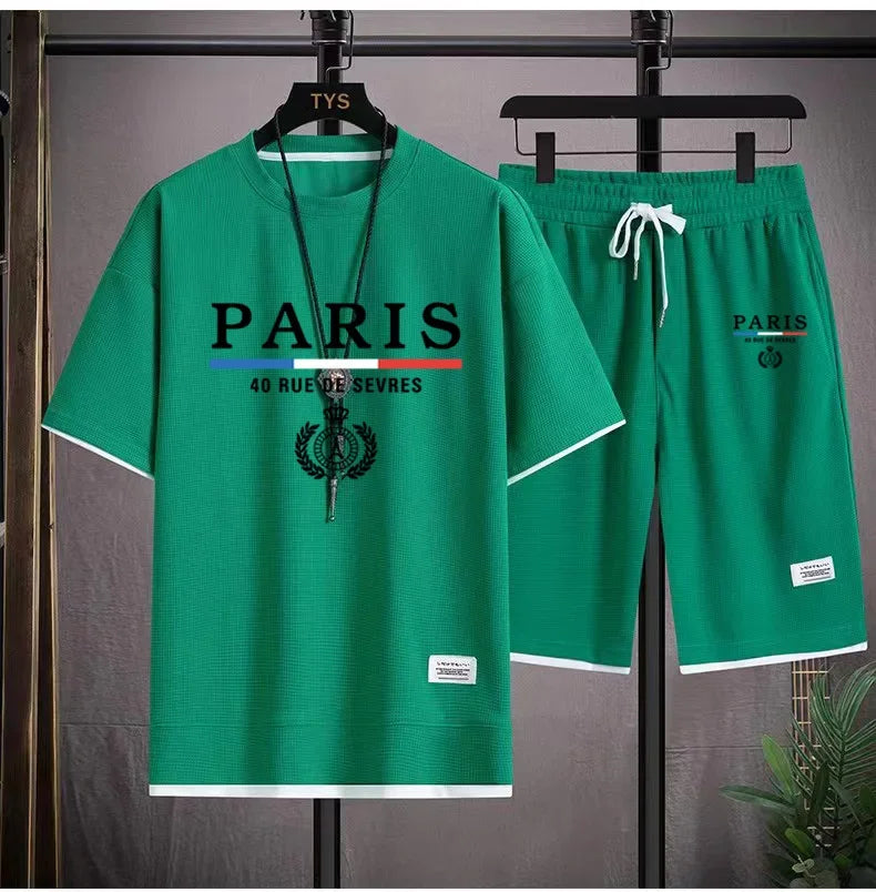 Men's and women's short sleeved sportswear, casual, breathable and comfortable shorts, summer, 2024