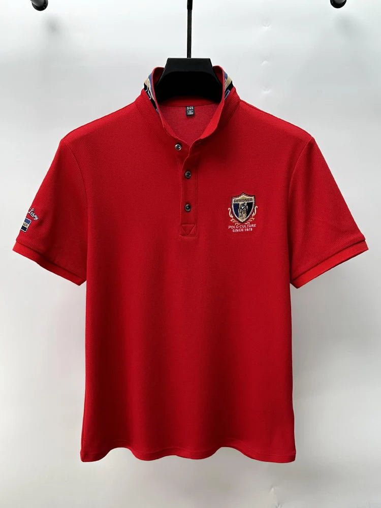 High End Luxury Brand Designer Embroidered Men's Polo Short Sleeved Summer Cotton Loose Casual Business Lapel Korean New Top