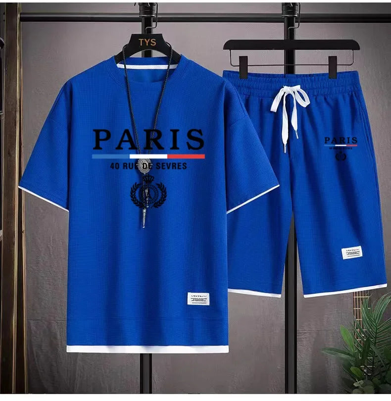 Men's and women's short sleeved sportswear, casual, breathable and comfortable shorts, summer, 2024