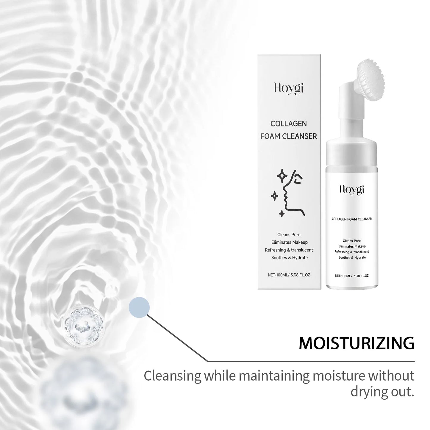 Collagen Facial Cleanser Mousse Deep Cleansing Skincare Controls Oil Moisturizing Firming Face Wash Foam Cleanser Skin Care