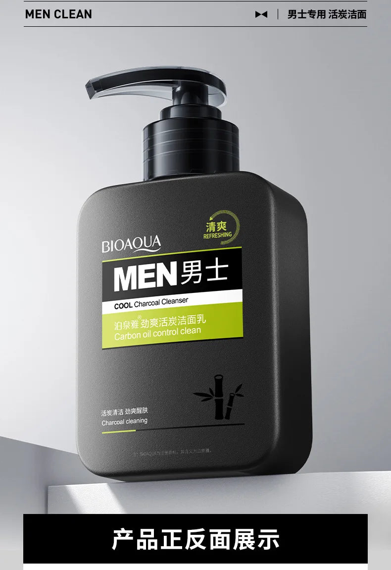 BIOAQUA Men's Charcoal Facial Cleanser Cleaning Exfoliating Face Cleaner Wash Scrub Skincare Korean Cosmetics Skin Care Products