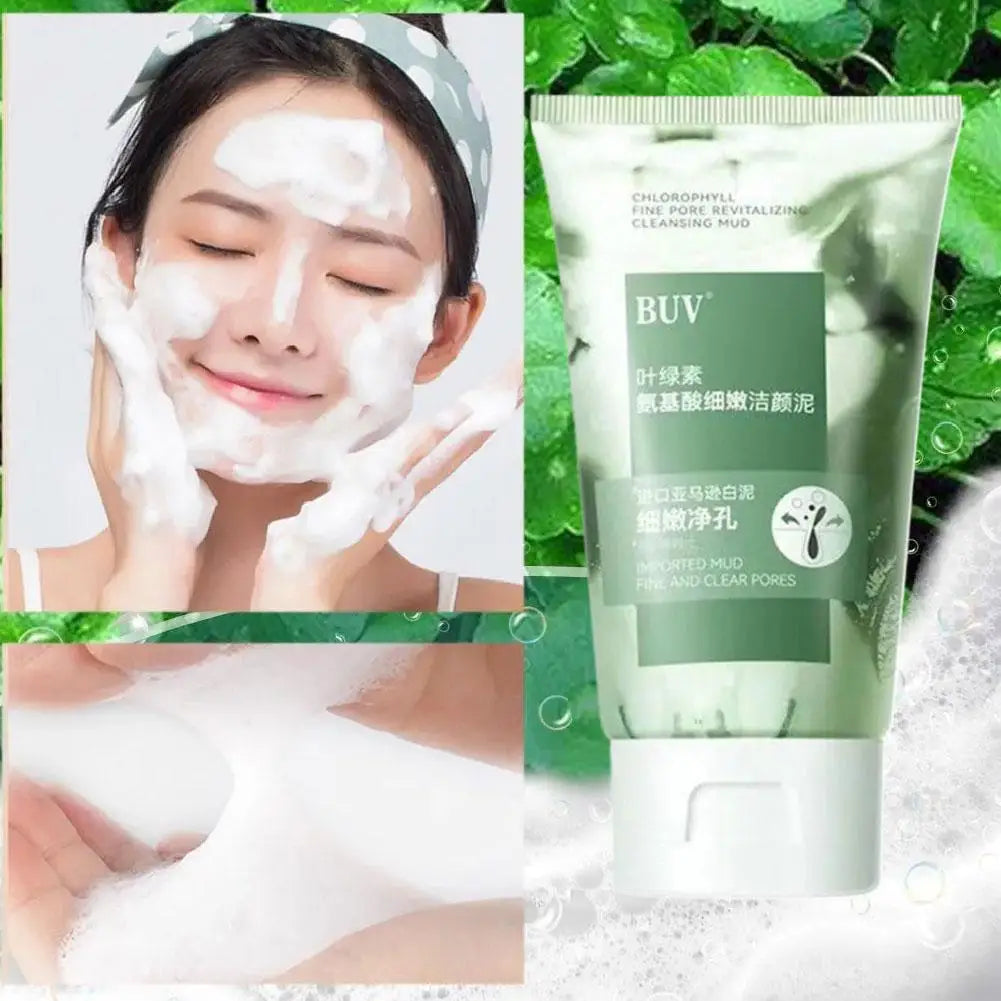Facial Cleanser Foam Chlorophyll Amino Acid Facial Cleanser Moisturizing Oil Control Exfoliating Shrink Pores Skin Care Product