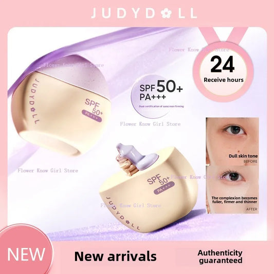 Judydoll SPF50+ sunscreen isolation cream purple makeup primer brightens and moisturizes purple bandage sunscreen