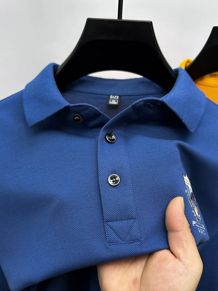High End Luxury Brand Designer Embroidered Men's Polo Short Sleeved Summer Cotton Loose Casual Business Lapel Korean New Top