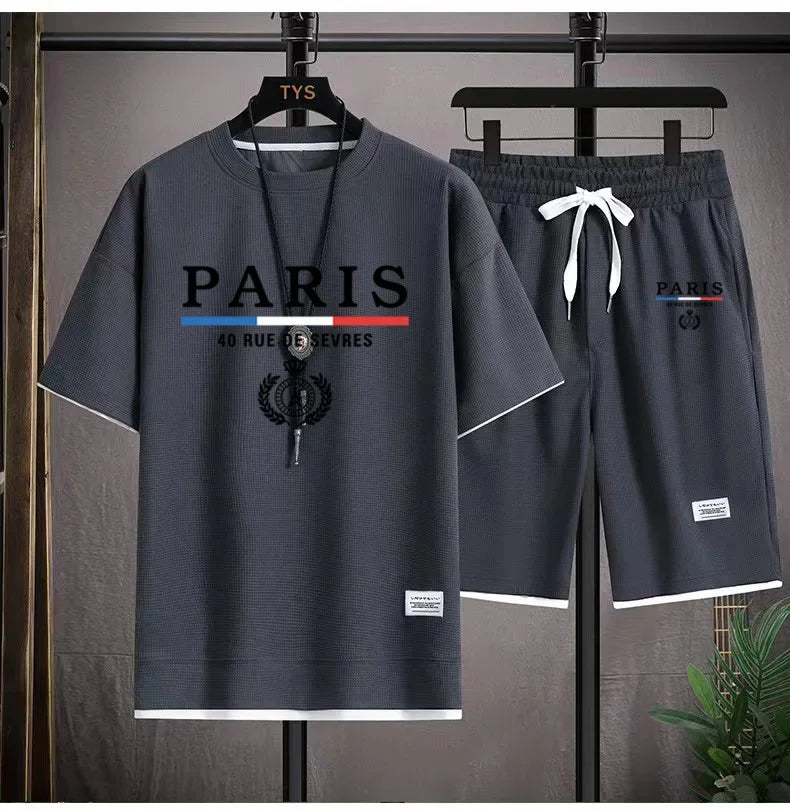 Men's and women's short sleeved sportswear, casual, breathable and comfortable shorts, summer, 2024