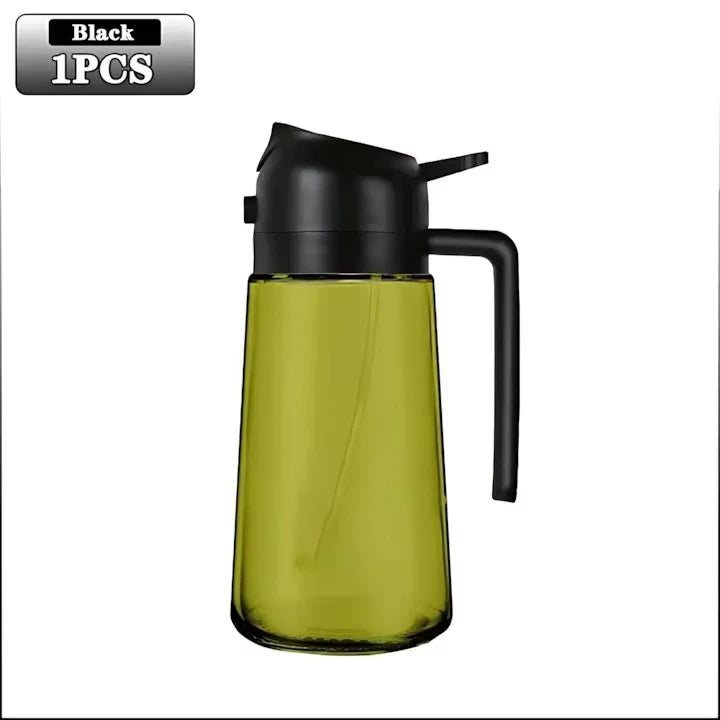 2-in-1 Dark Glass Oil Sprayer Olive Oil Dispenser Black Lightproof Oil Sprayer for Cooking Salads and Barbecues Barbecue Tools