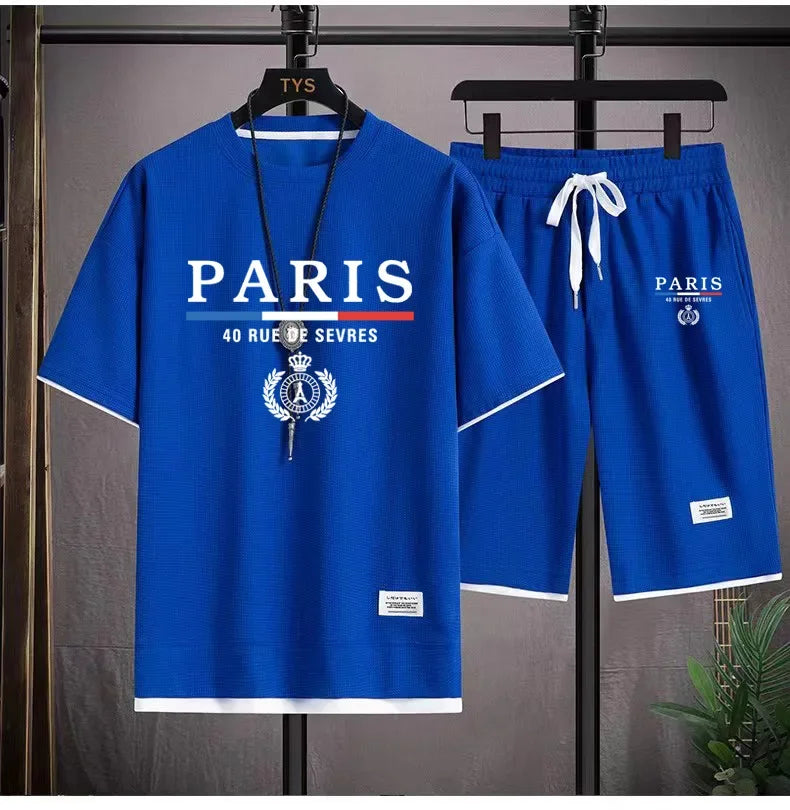 Men's and women's short sleeved sportswear, casual, breathable and comfortable shorts, summer, 2024