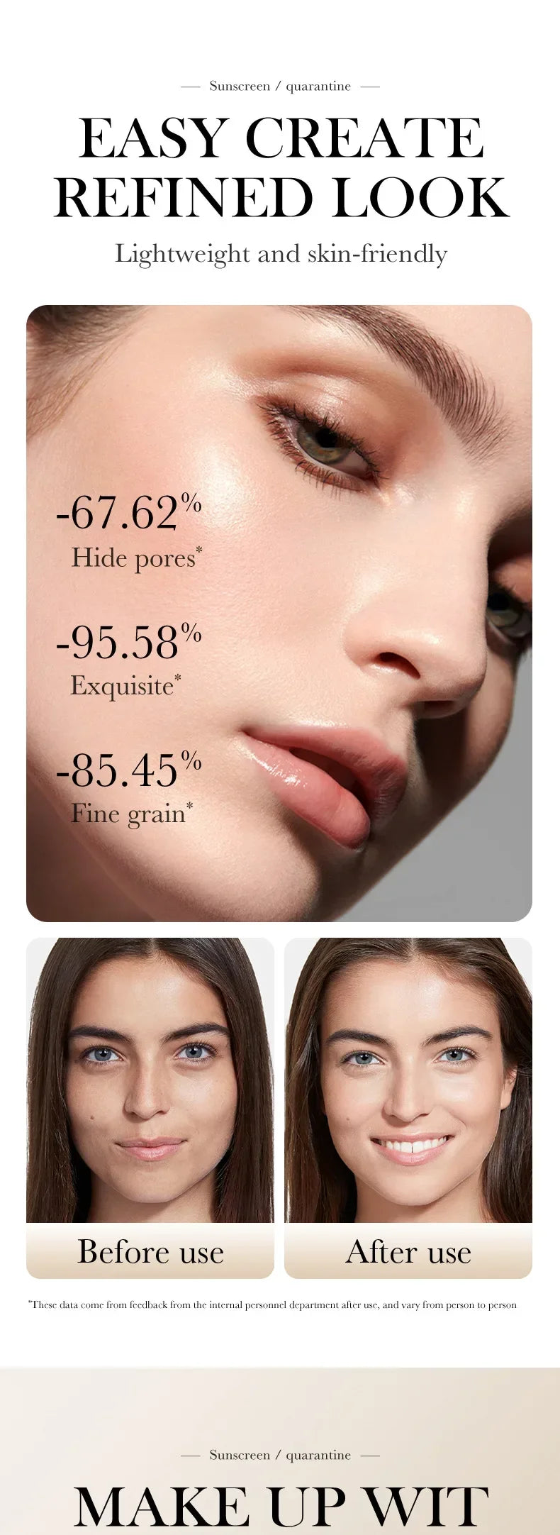 SPF50+ Makeup Primer Moisturizing Isolation Cream Invisible Pores Facial Base Brighten Correcting Skin Tone Refreshing Cosmetics