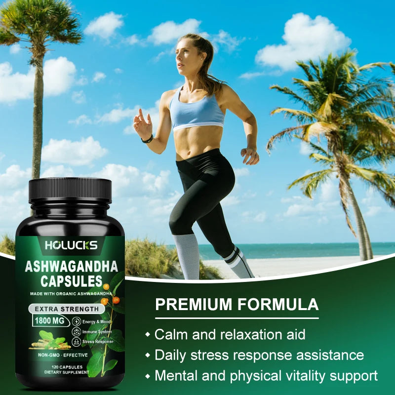 Holucks Ashwagandha Extract Anxiety Stress Support Helps Healthy Deep Sleep Rescue Insomnia Slim Belly Weight Management