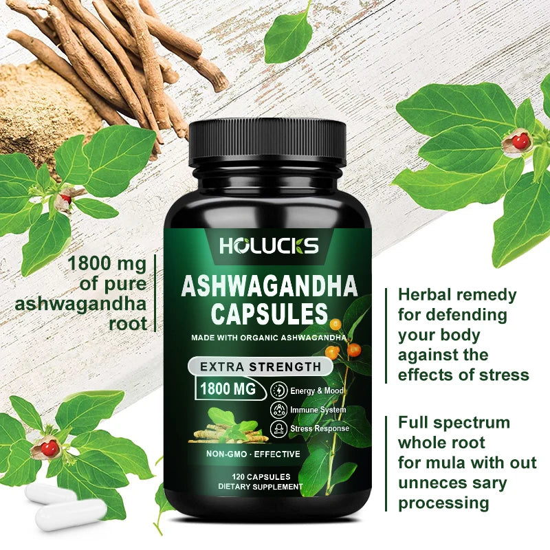 Holucks Ashwagandha Extract Anxiety Stress Support Helps Healthy Deep Sleep Rescue Insomnia Slim Belly Weight Management