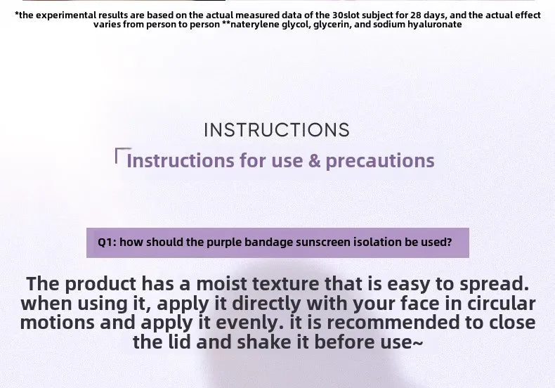 Judydoll SPF50+ sunscreen isolation cream purple makeup primer brightens and moisturizes purple bandage sunscreen