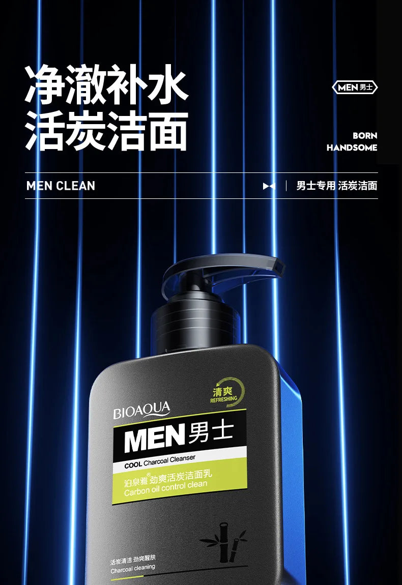 BIOAQUA Men's Charcoal Facial Cleanser Cleaning Exfoliating Face Cleaner Wash Scrub Skincare Korean Cosmetics Skin Care Products