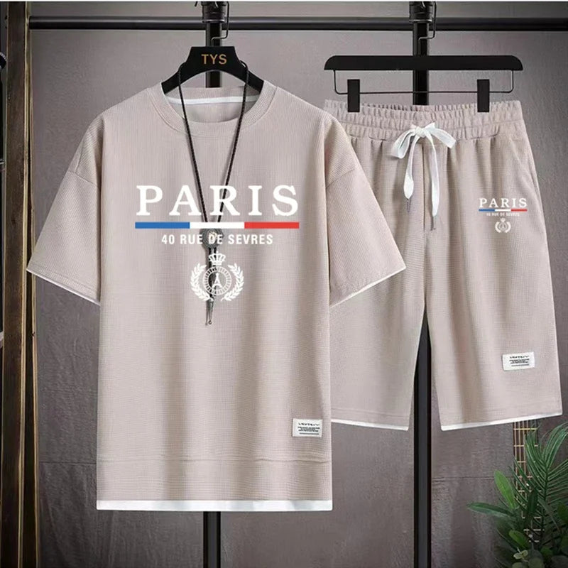 Men's and women's short sleeved sportswear, casual, breathable and comfortable shorts, summer, 2024