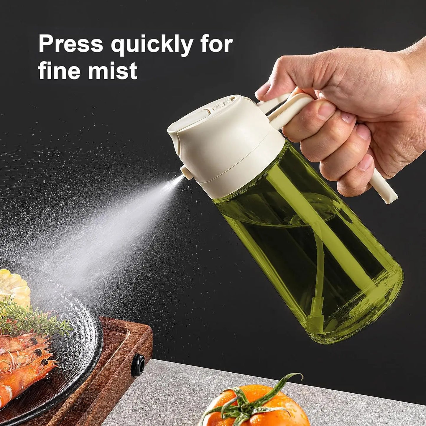 2-in-1 Dark Glass Oil Sprayer Olive Oil Dispenser Black Lightproof Oil Sprayer for Cooking Salads and Barbecues Barbecue Tools
