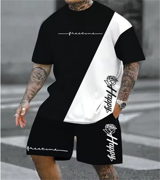 2025 Summer casual men's set 3D T-shirt + Shorts two-piece comfortable and breathable men's top printed T-shirt set